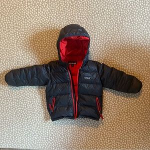 Patagonia hi-loft down sweater jacket kids infant 2t navy blue